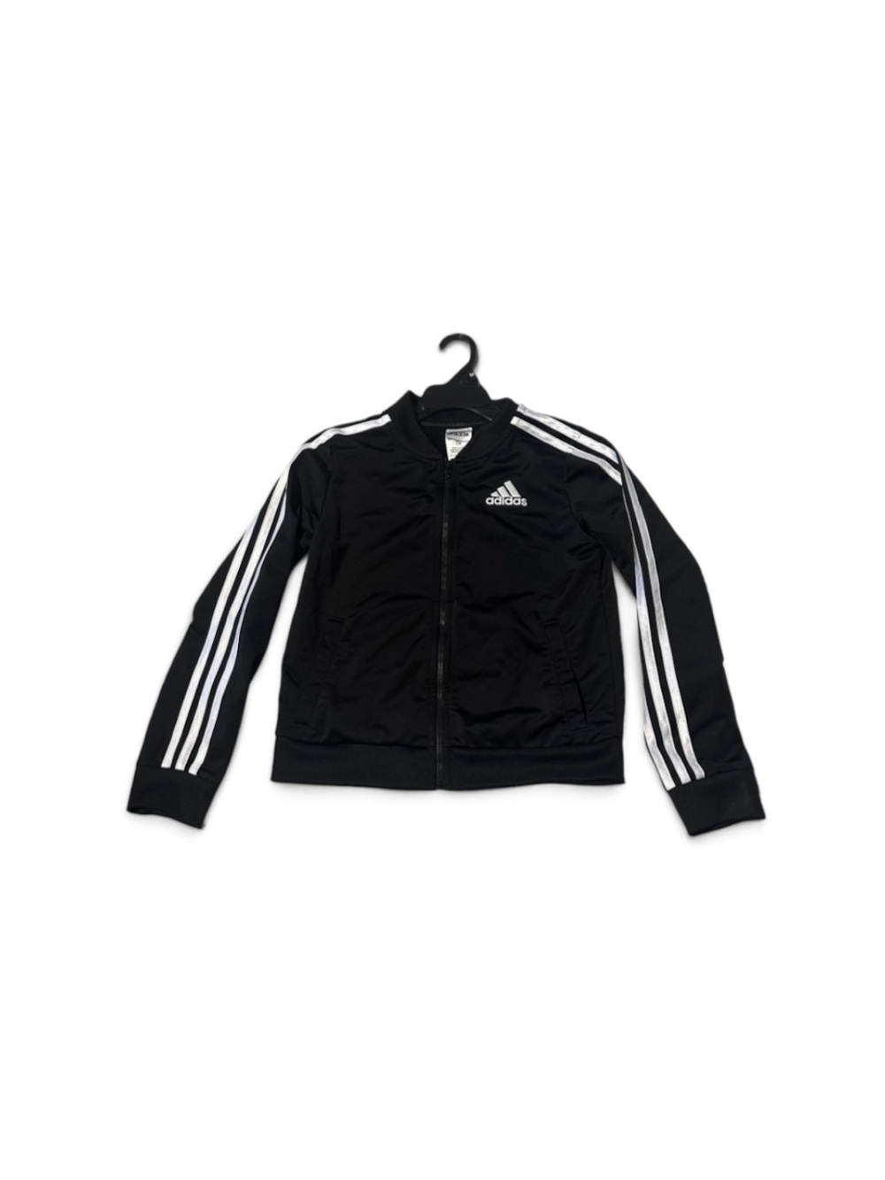 Adidas Kids Black Track Jacket with White Stripes size 14